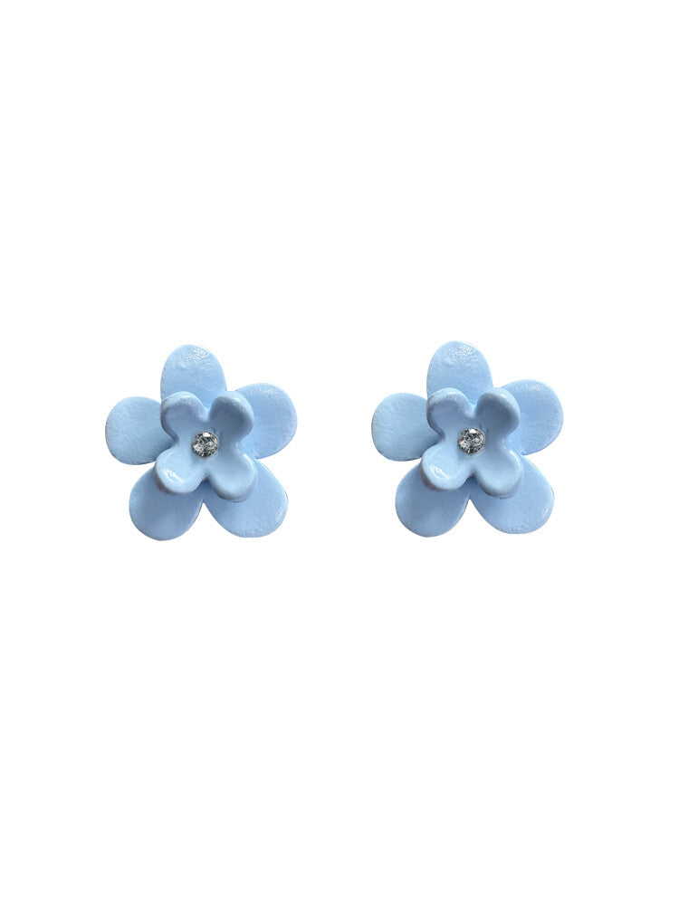 Handmade Clay Mini Cute Flower Earrings,Sky Blue,Lumivault.