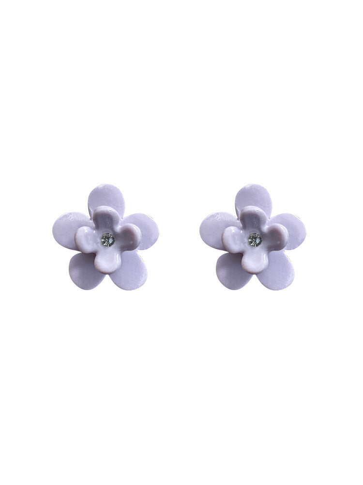 Handmade Clay Mini Cute Flower Earrings,Purple,Lumivault.