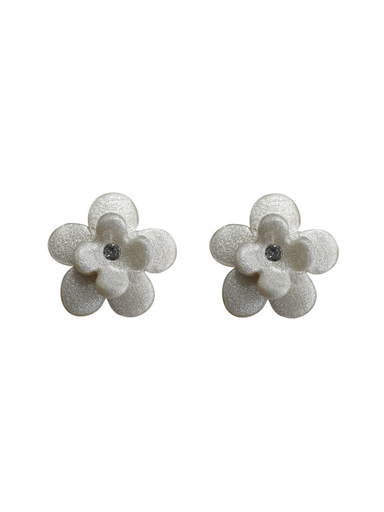 Handmade Clay Mini Cute Flower Earrings,Pearl,Lumivault.