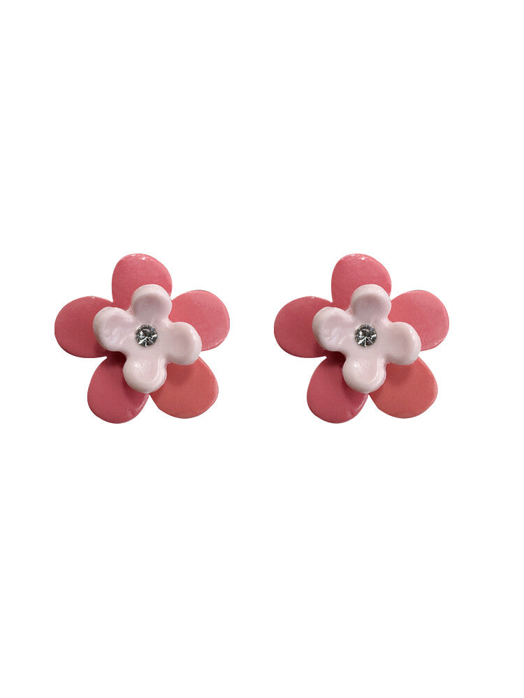Handmade Clay Mini Cute Flower Earrings,Coral,Lumivault.
