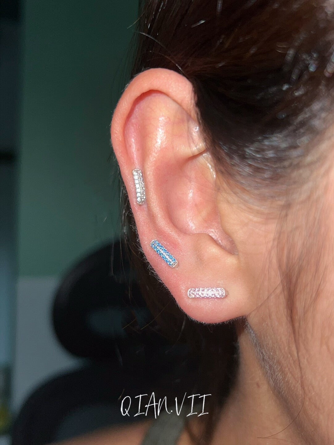Silver Diamond Encrusted Glossy Single Earring,Lumivault.