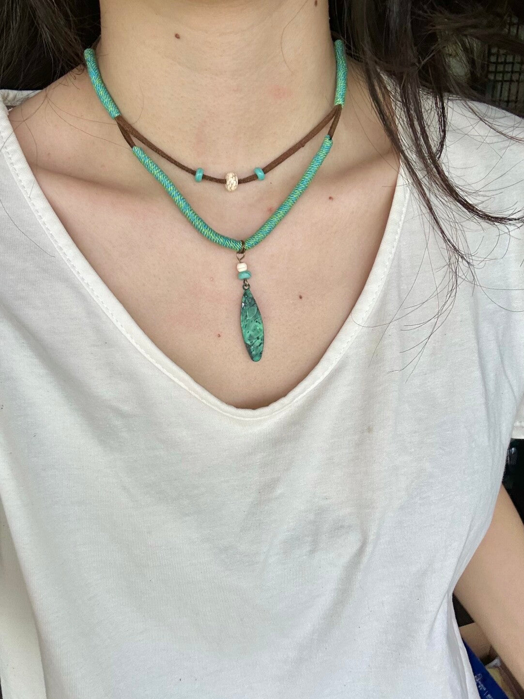 Double Layered Patina Necklace