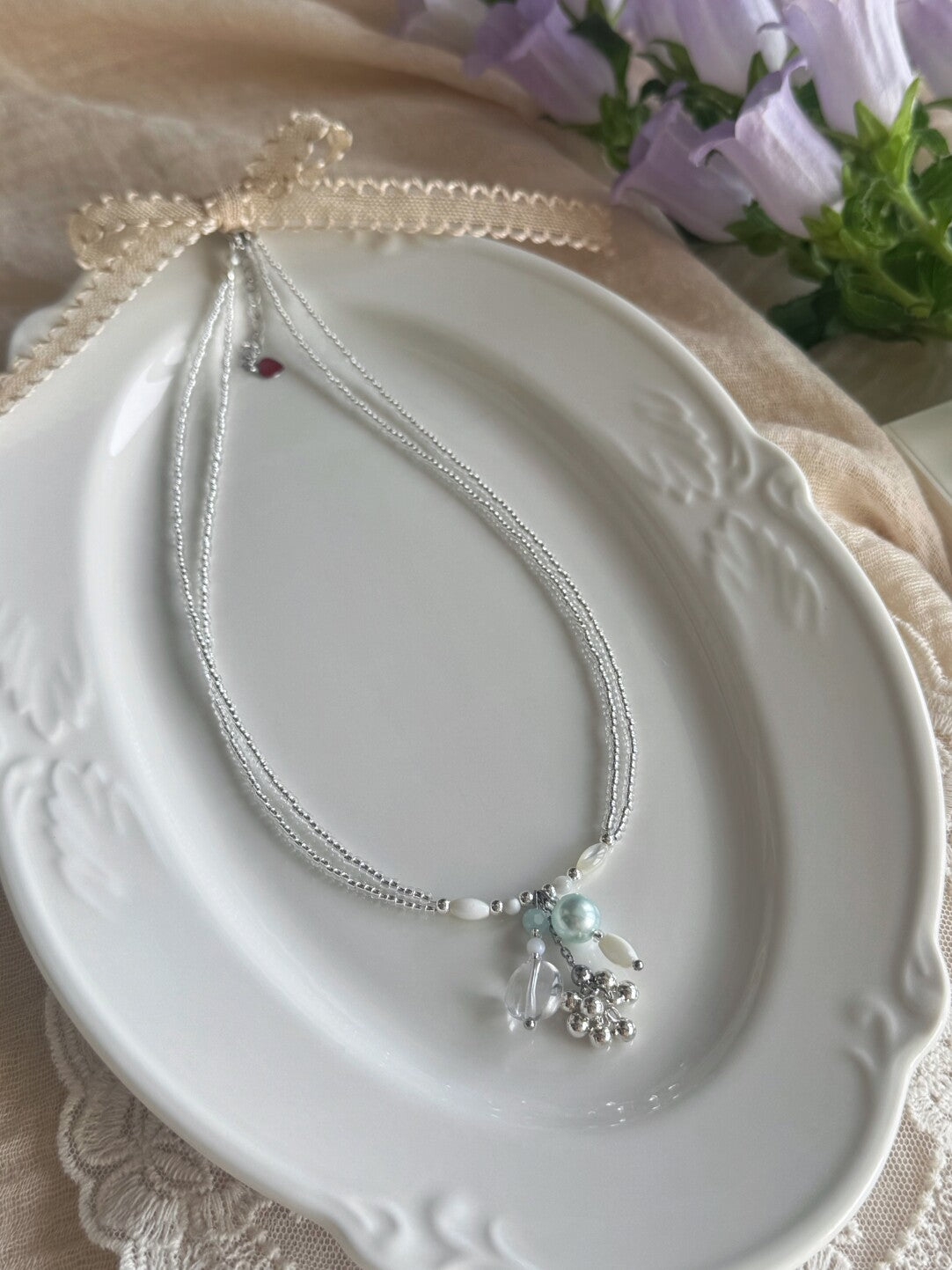 Jasmine Rain Double Layered Beaded Necklace,Lumivault.