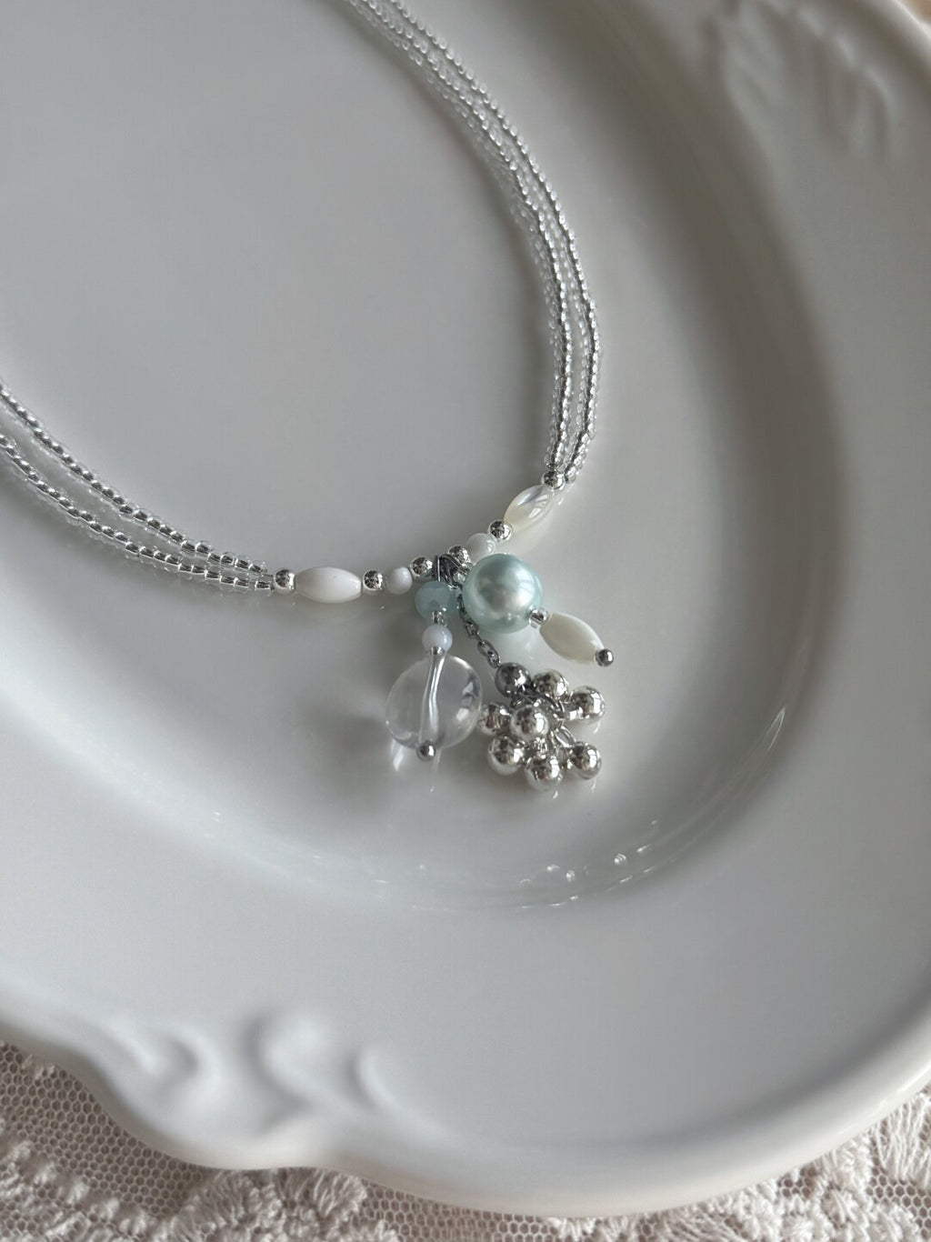 Jasmine Rain Double Layered Beaded Necklace,Lumivault.