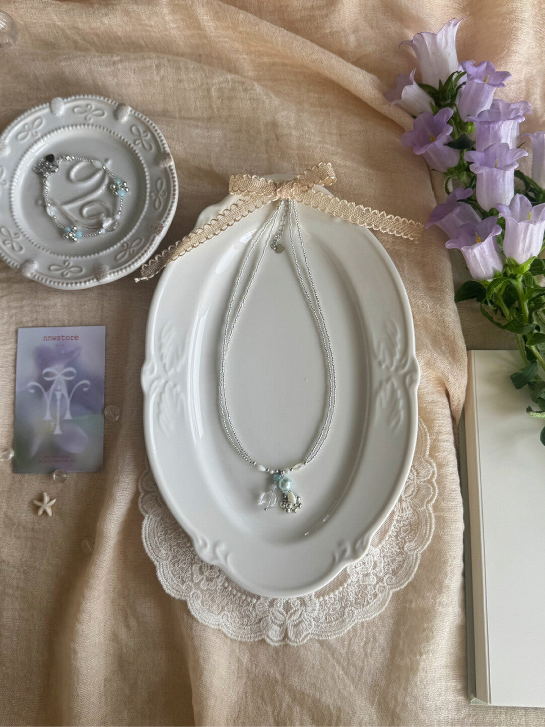 Jasmine Rain Double Layered Beaded Necklace,Lumivault.