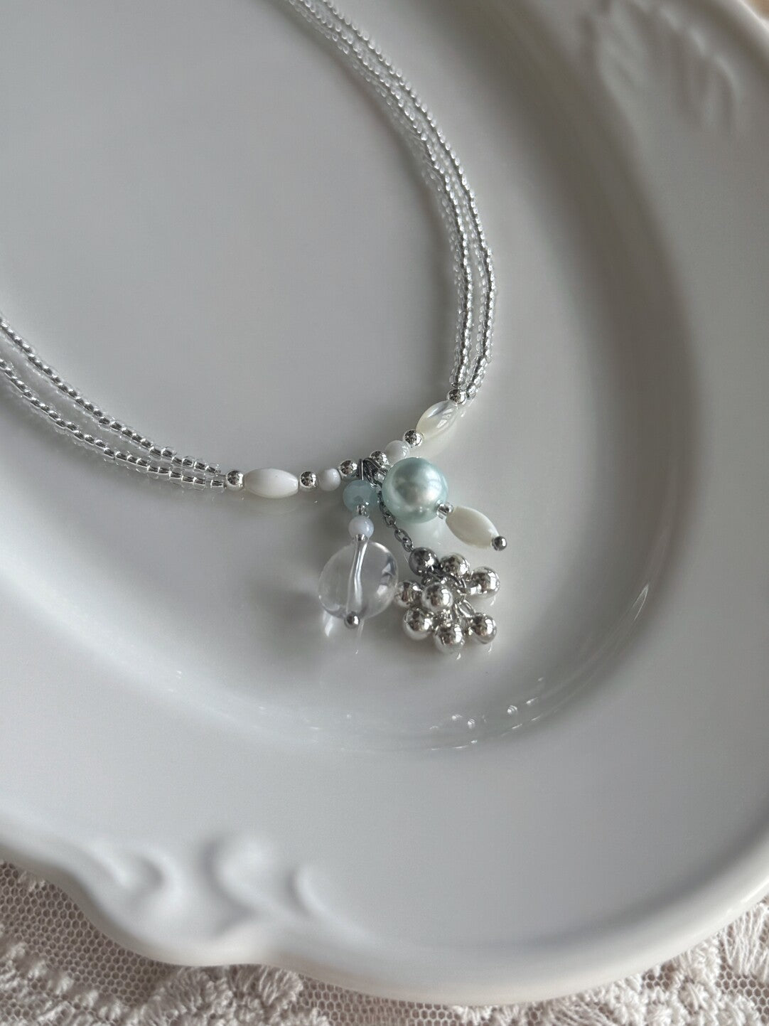 Jasmine Rain Double Layered Beaded Necklace,Necklace,Lumivault.