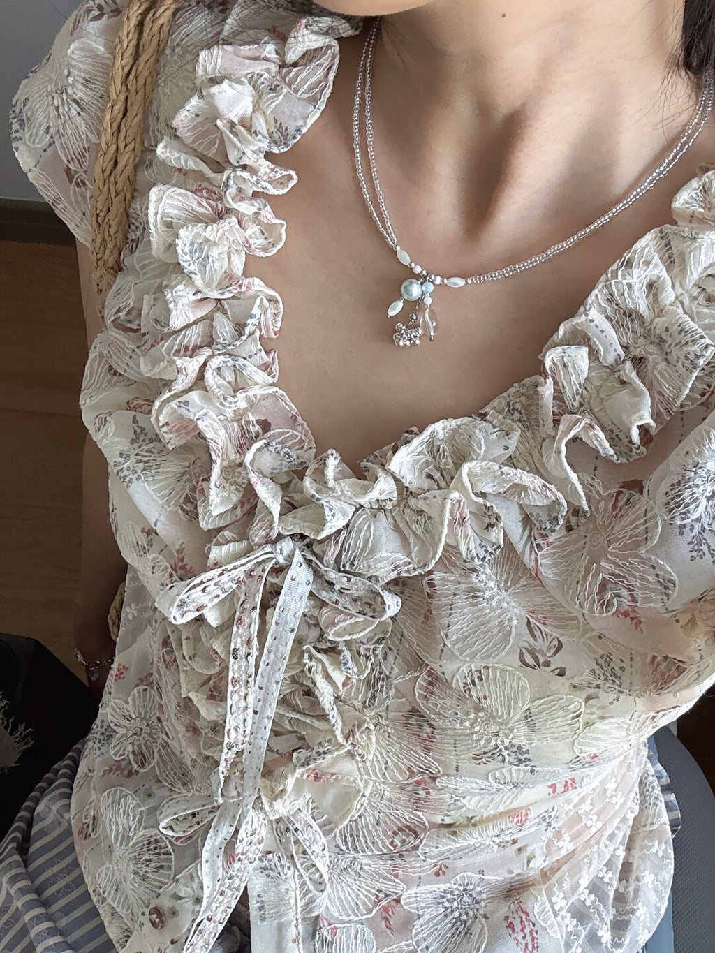 Jasmine Rain Double Layered Beaded Necklace,Lumivault.