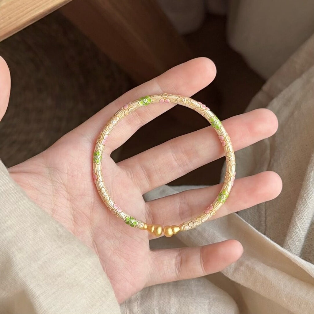 Chinoiserie Window Enamel Color Silver Bracelet,Lumivault.