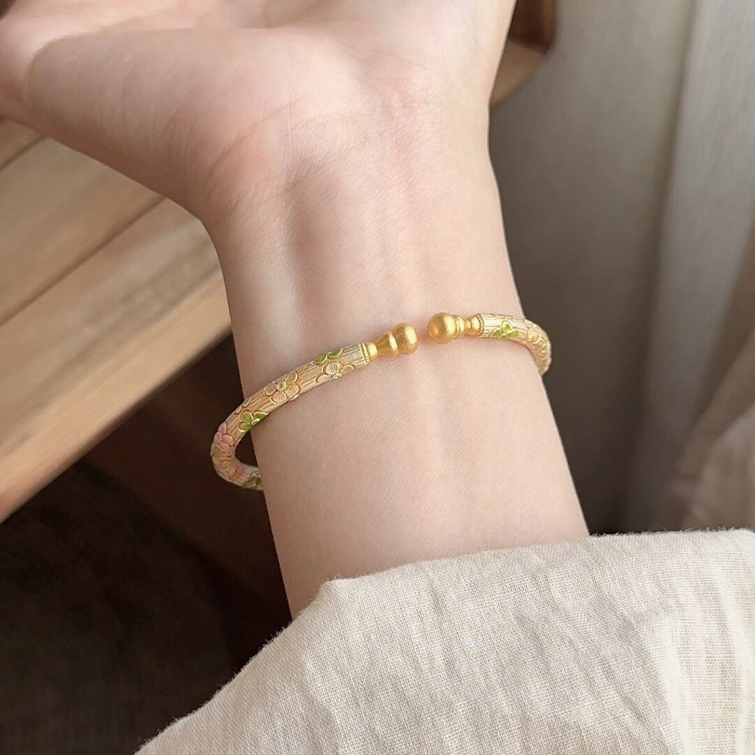 Chinoiserie Window Enamel Color Silver Bracelet