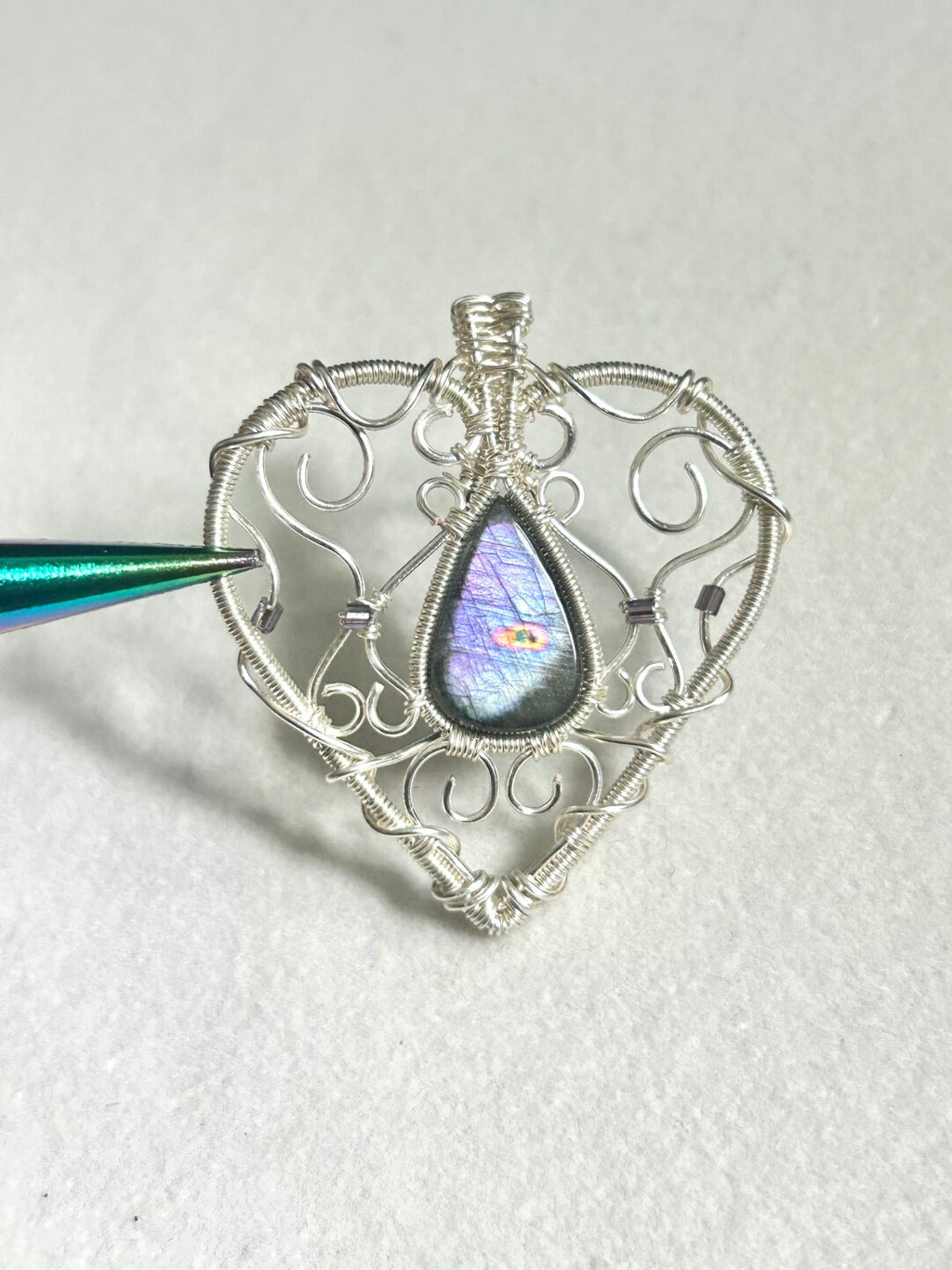 Winding Pendant Necklace,Love (Labradorite),Lumivault.