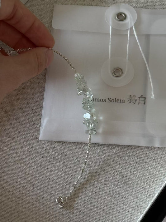 Green Willow Crystal Silver Bracelet