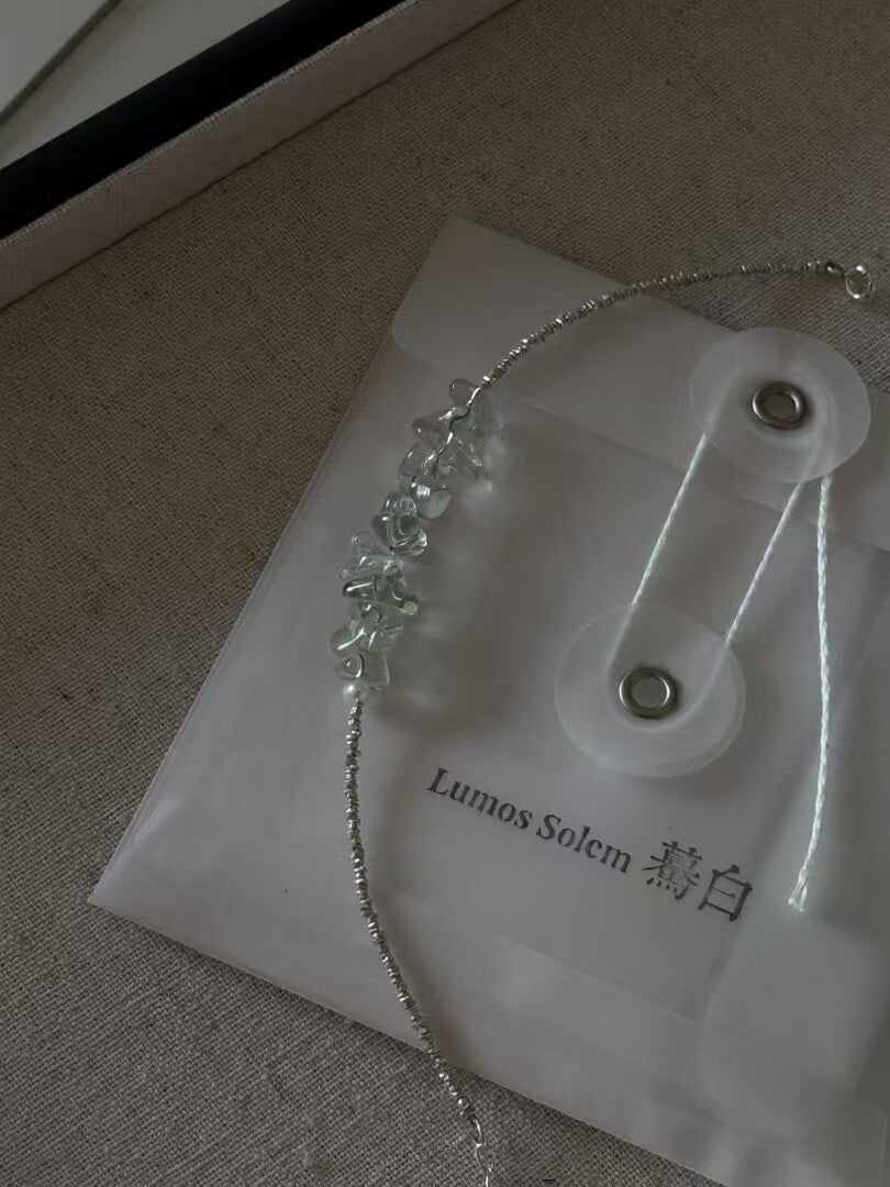 Green Willow Crystal Silver Bracelet,Lumivault.