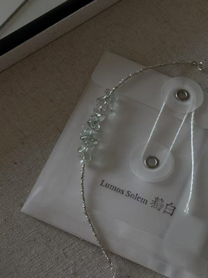 Green Willow Crystal Silver Bracelet