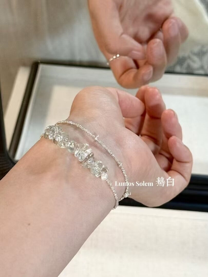 Green Willow Crystal Silver Bracelet,Lumivault.