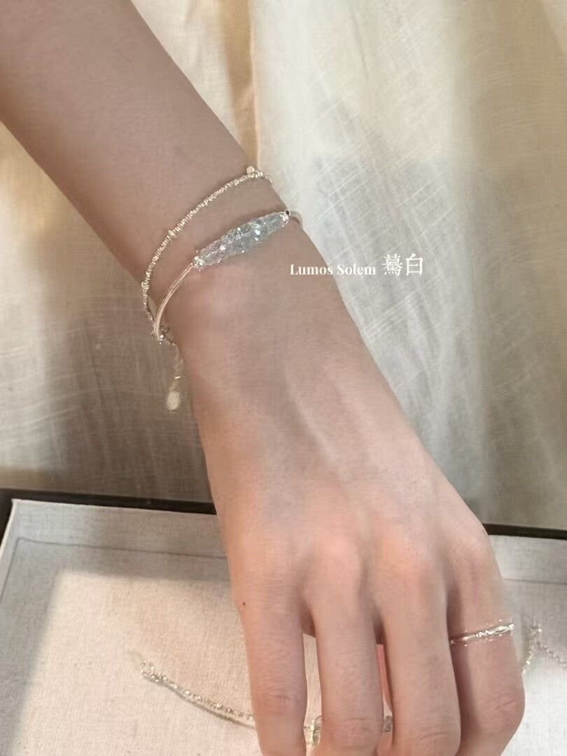 Aquamarine Silver Bracelet,Lumivault.