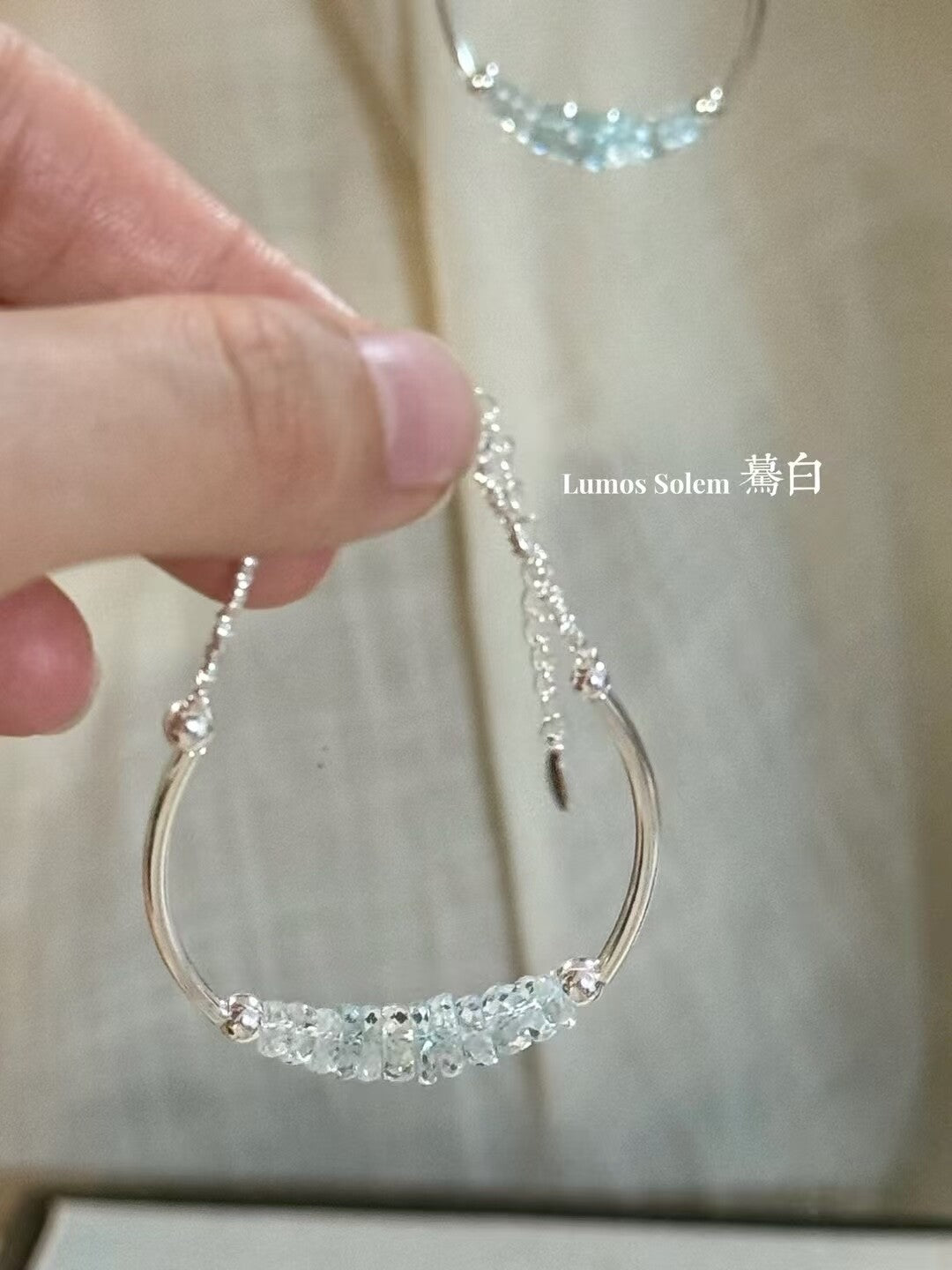 Aquamarine Silver Bracelet,Lumivault.