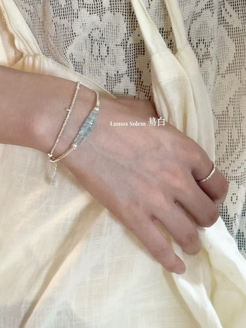 Aquamarine Silver Bracelet,Aquamarine Bracelet,Lumivault.