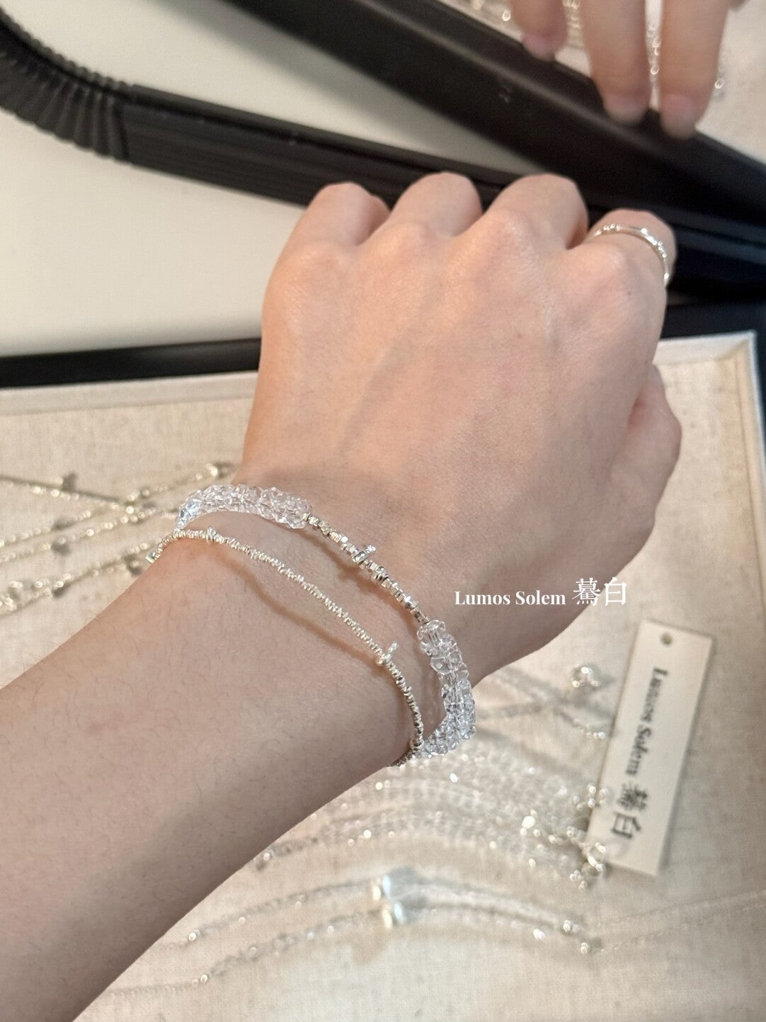Point Star Crystal Silver Bracelet,Lumivault.
