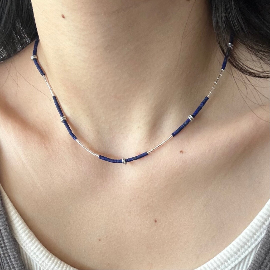 Handmade Lapis Lazuli Bracelet Necklace,Lumivault.
