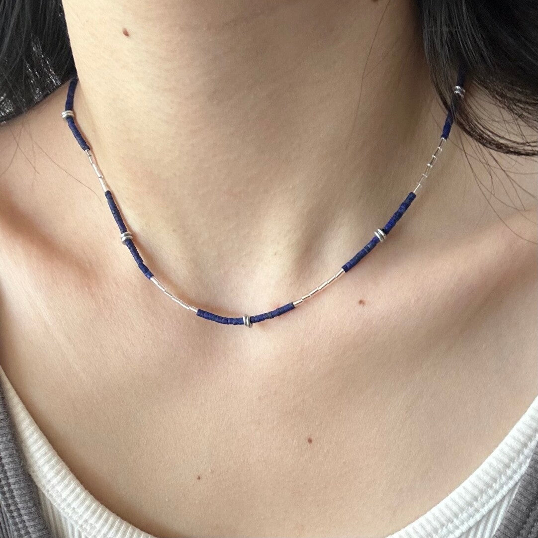 Handmade Lapis Lazuli Bracelet Necklace,Lumivault.