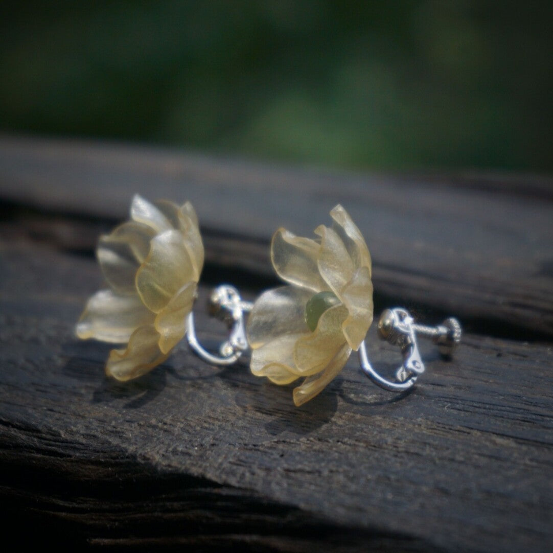 Late Rose Leather Shadow Puppet Earrings,Clips,Lumivault.