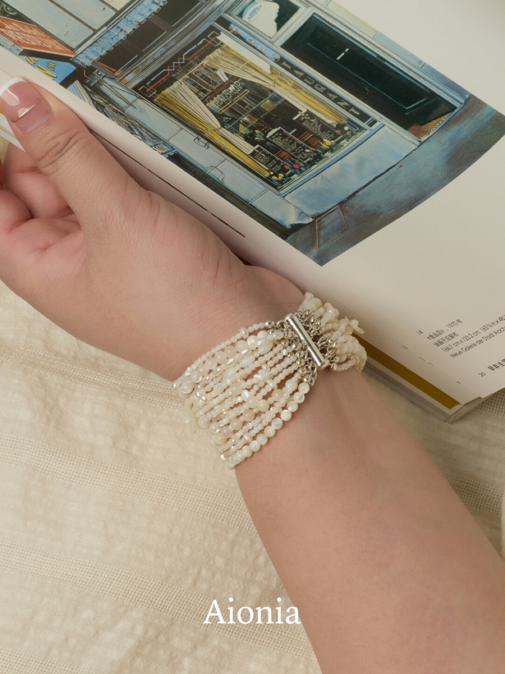 Complex White Pearl Beaded Bracelet,Lumivault.