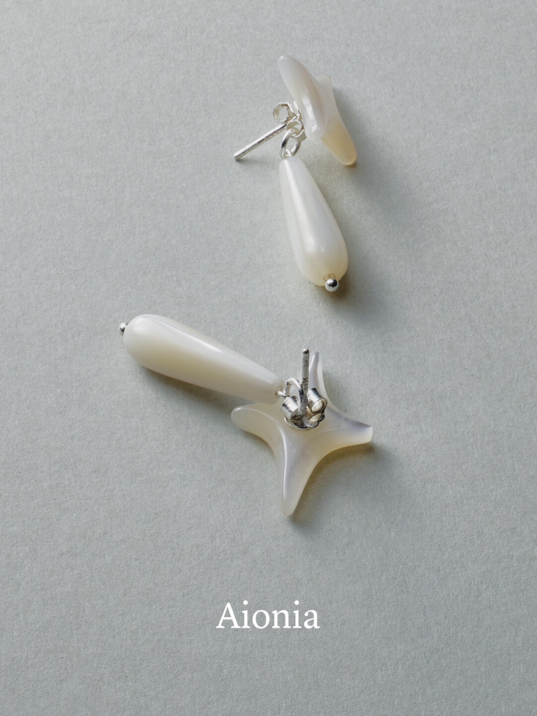 Four Pointed Star Pearl Oyster Earrings