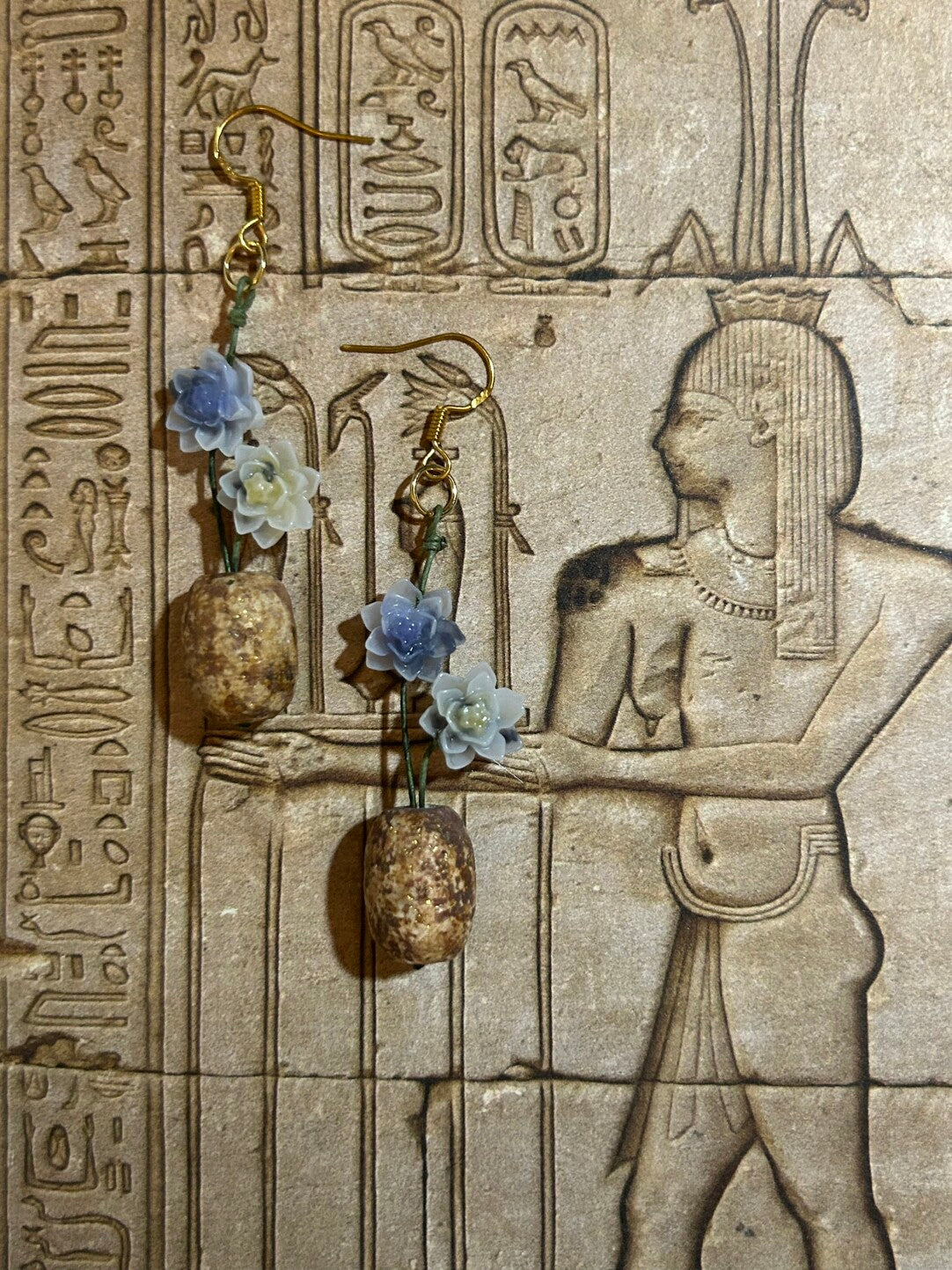 Egyptian Water Lily Vase Earrings