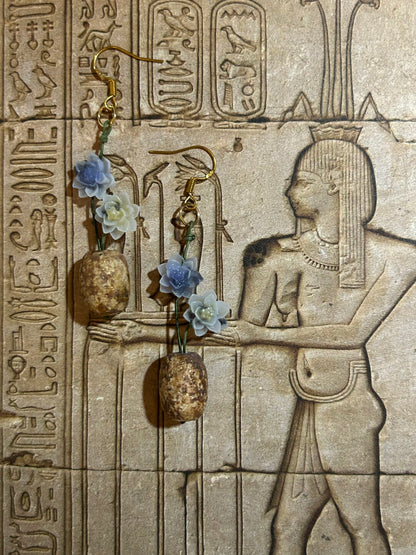 Egyptian Water Lily Vase Earrings