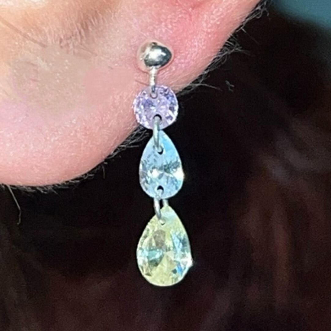 Flash Diamond Pendant Single Stud Earring,#7,Lumivault.