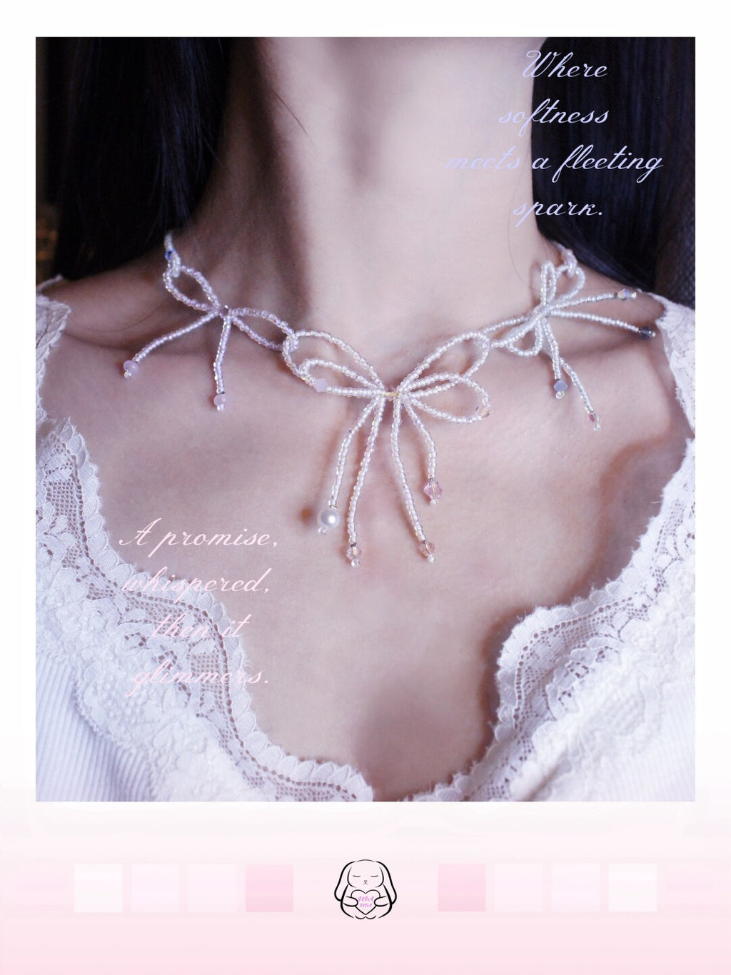 Triple Dream Bow Necklace,Lumivault.