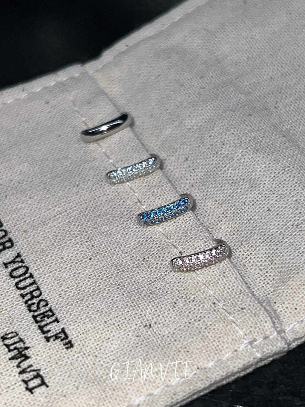 Silver Diamond Encrusted Glossy Single Earring,Single Pink Diamond Earring,Lumivault.