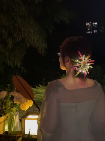 Blue Fireworks Hair Clip