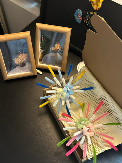 Blue Fireworks Hair Clip