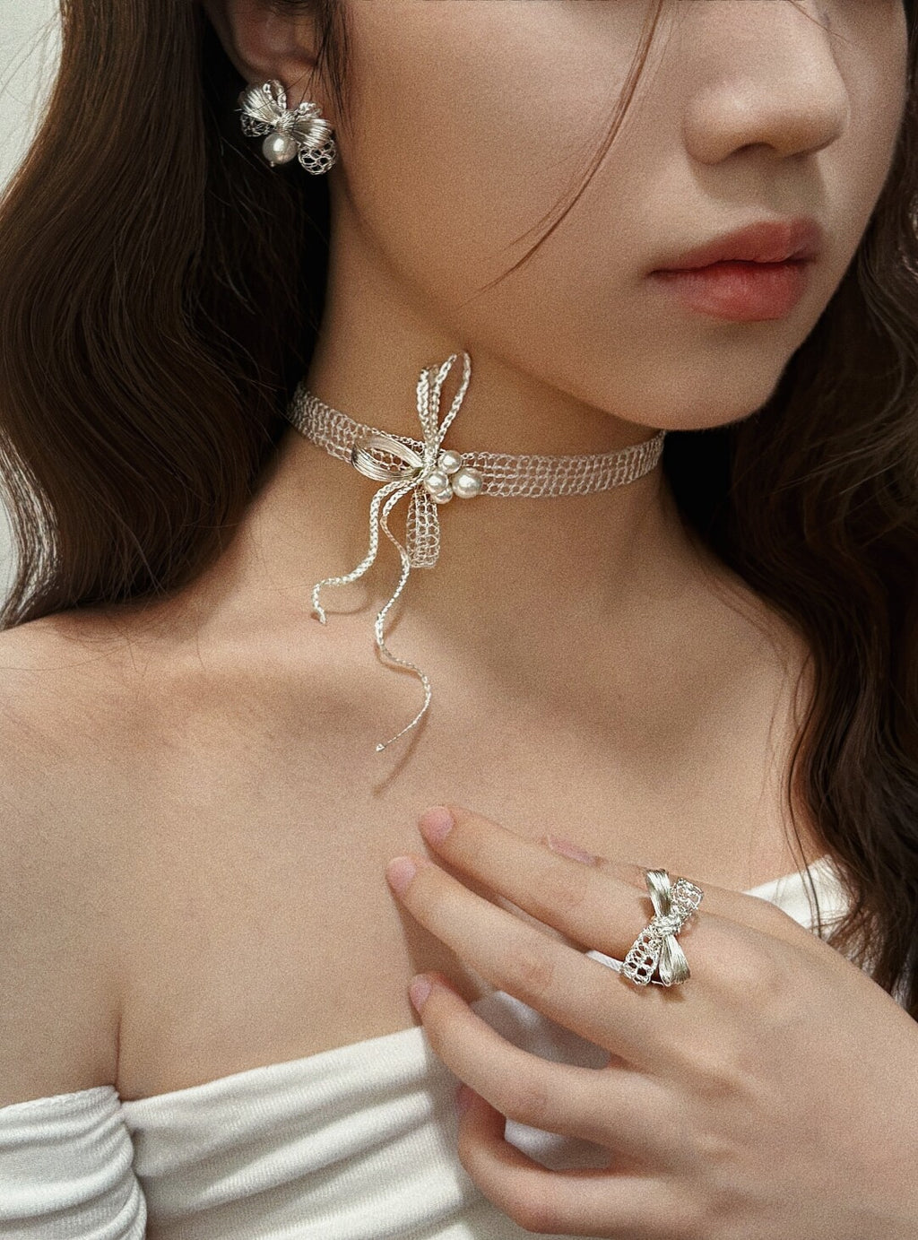 Lace Bow Choker,Lumivault.