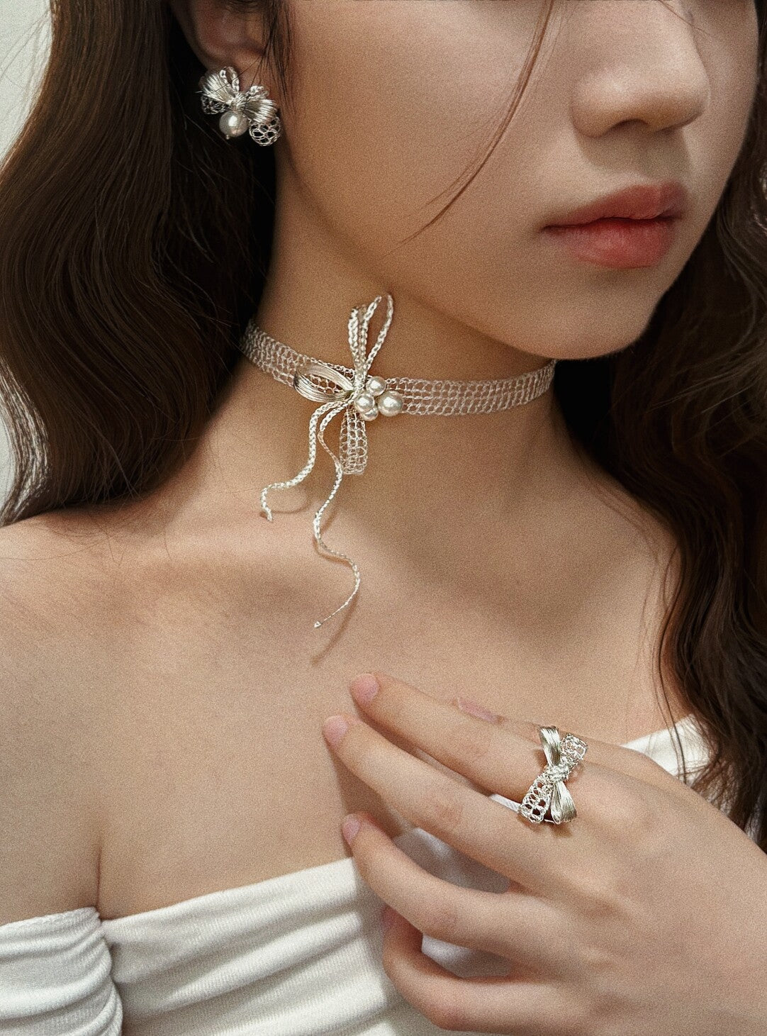 Lace Bow Choker,Lumivault.