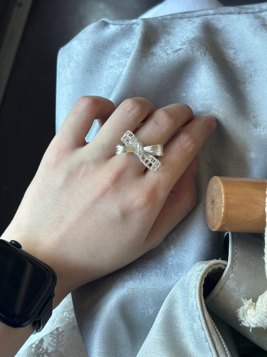 Metal Woven Bow Ring,Lumivault.