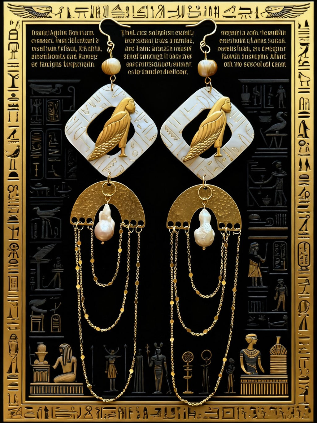 Egyptian Bird Brass Earrings,Studs,Lumivault.