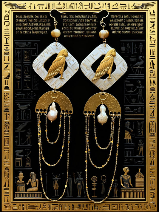 Egyptian Bird Brass Earrings