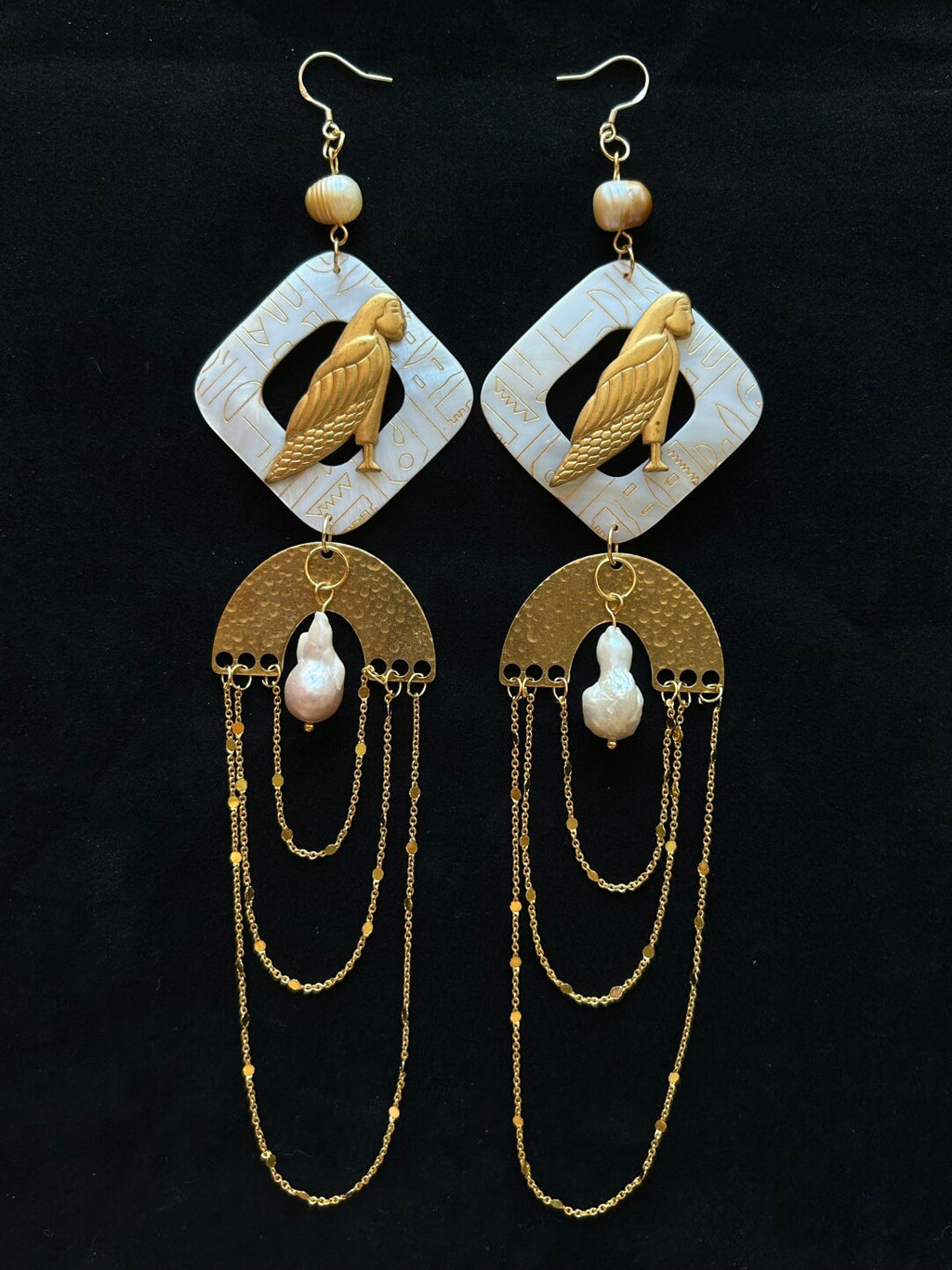 Egyptian Bird Brass Earrings,Lumivault.