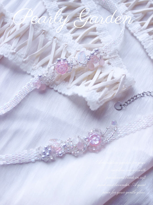 Pearly Garden Beaded Necklace Bracelet