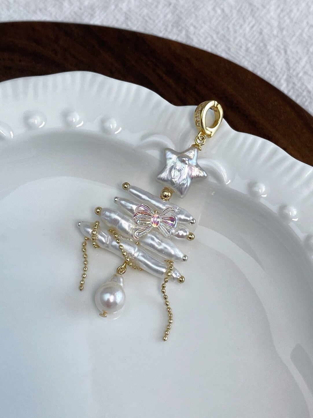Christmas Tree Baroque Pearl Earrings,No. 7,Lumivault.