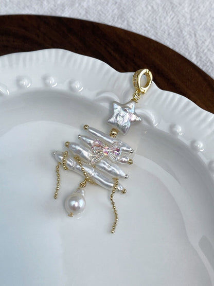 Christmas Tree Baroque Pearl Earrings