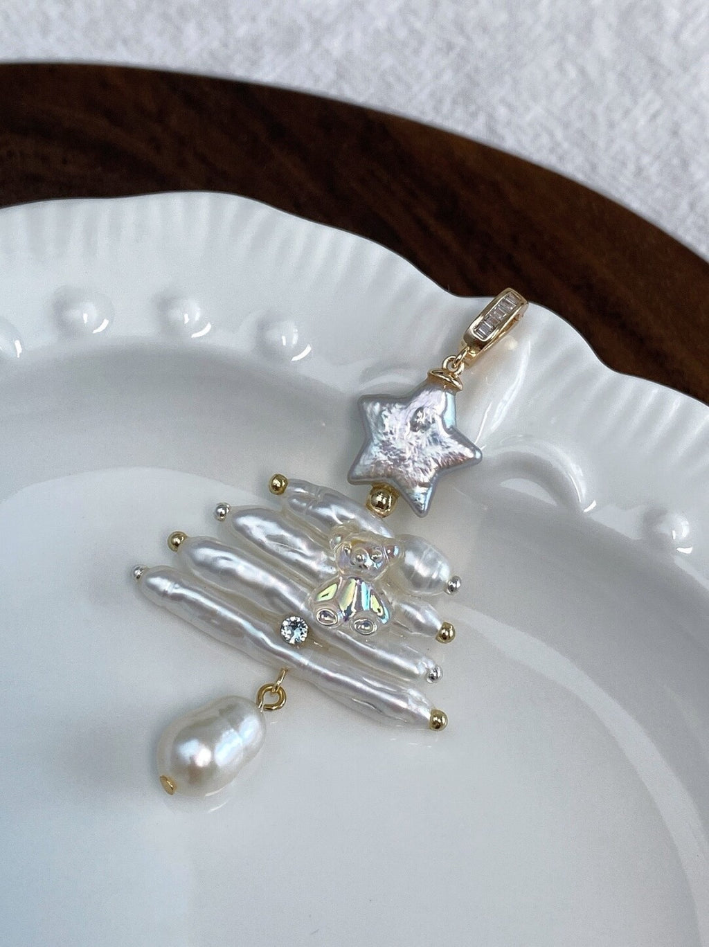 Christmas Tree Baroque Pearl Earrings,No.8,Lumivault.