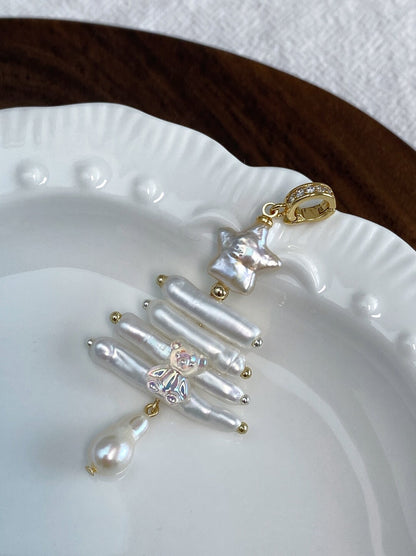 Christmas Tree Baroque Pearl Earrings