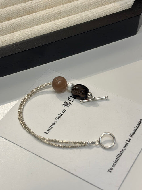 Caramel Latte Citrine Silver Bracelet,Lumivault.