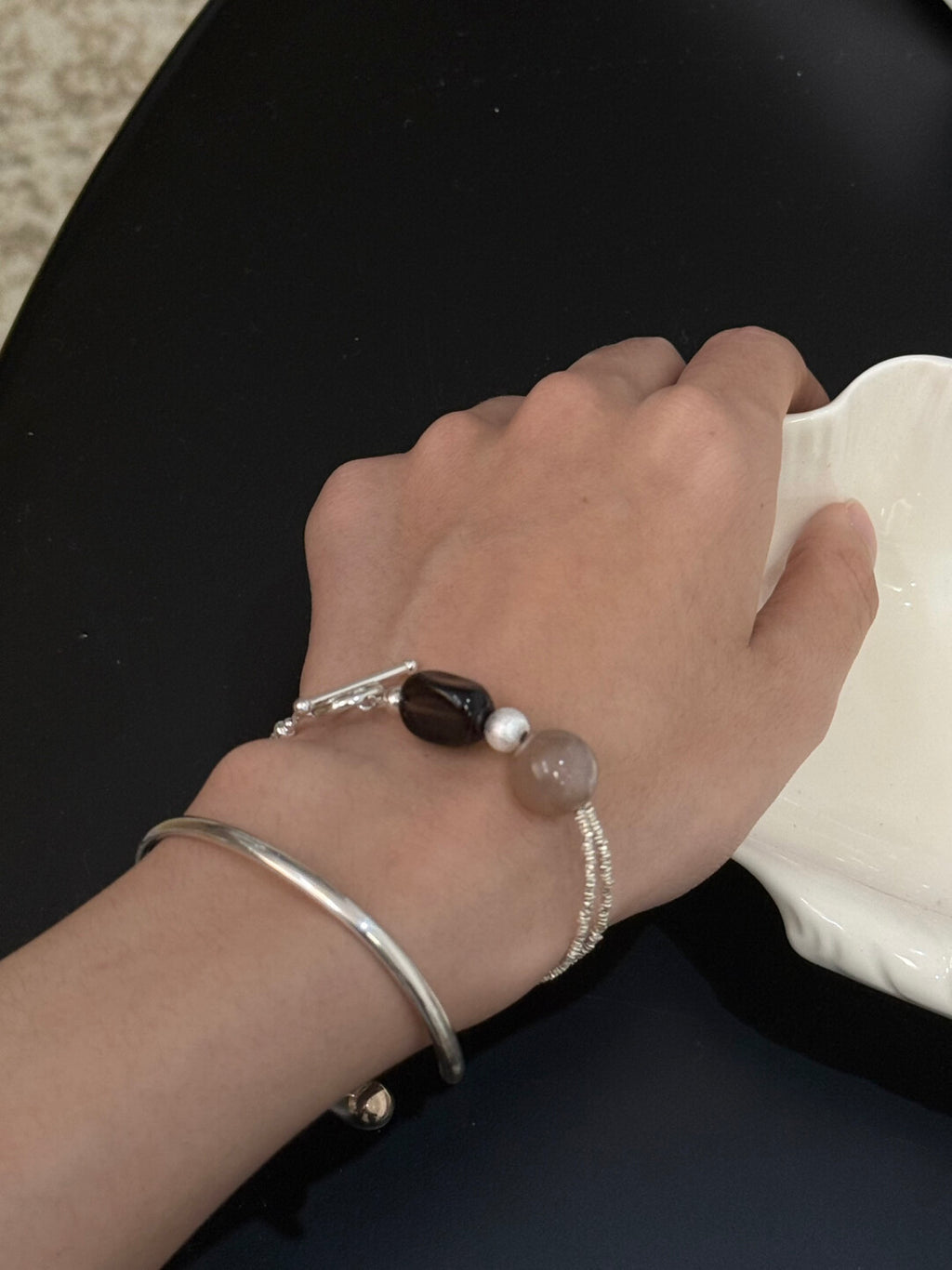 Caramel Latte Citrine Silver Bracelet,Lumivault.