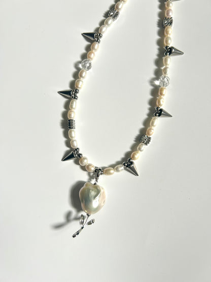 Metal Punk Rivet Rose Choker