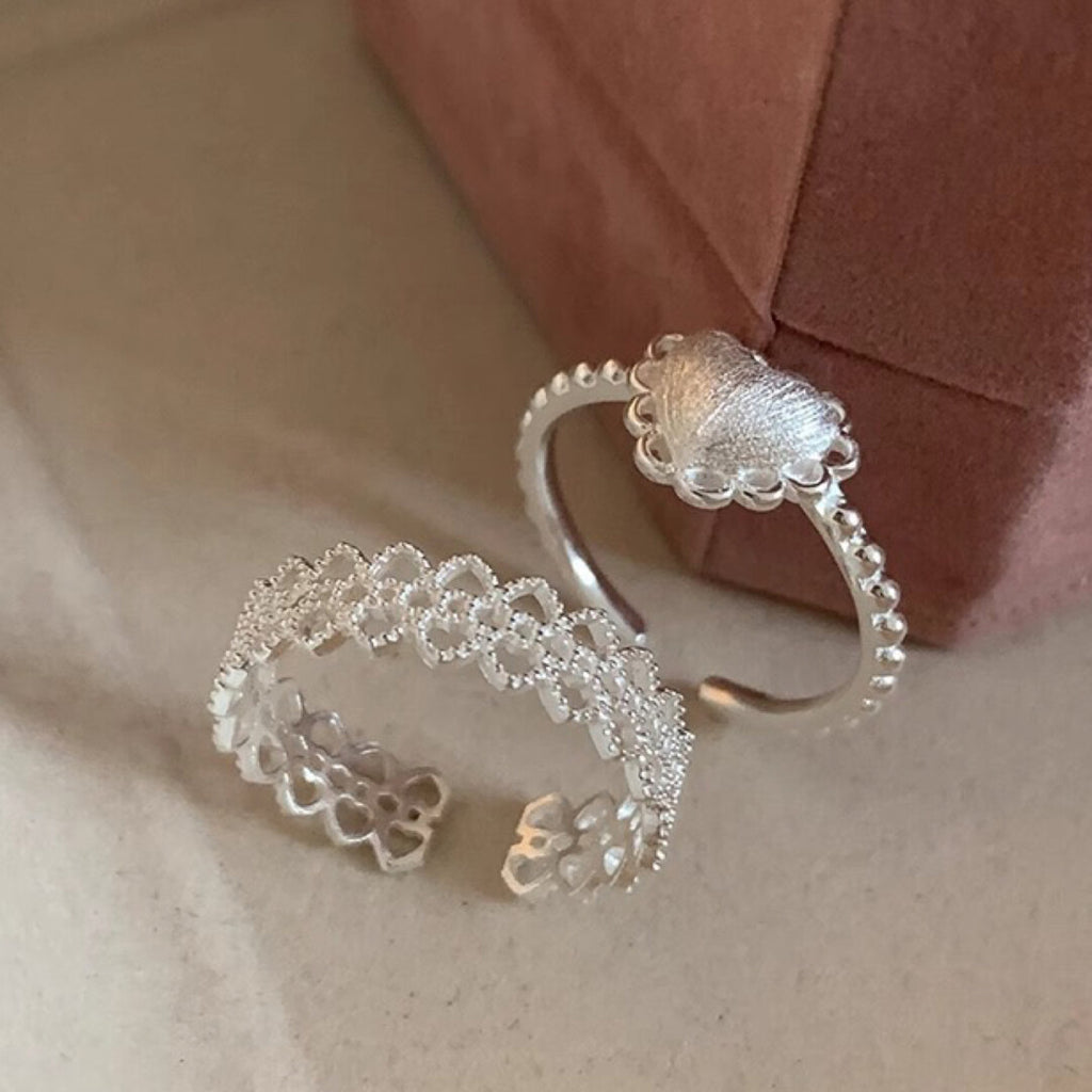 Lace Love Silver Ring,Heart,Lumivault.