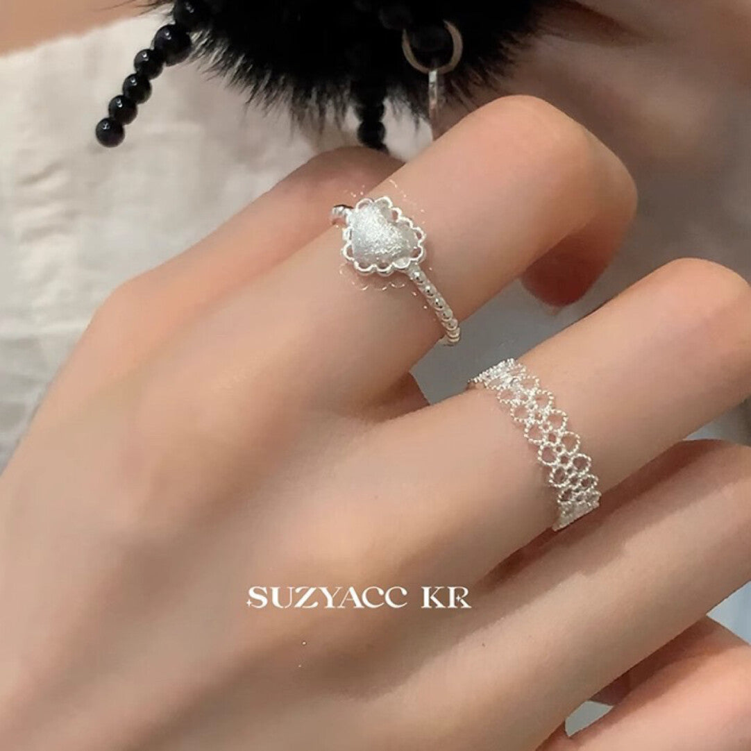Lace Love Silver Ring,Hollow,Lumivault.